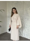 Yarasa kol maxi elbise bej