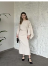 Yarasa kol maxi elbise bej