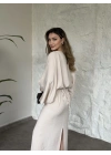 Yarasa kol maxi elbise bej
