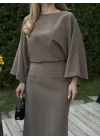 Yarasa kol maxi elbise haki