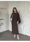 Yarasa kol maxi elbise kahve