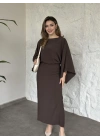 Yarasa kol maxi elbise kahve