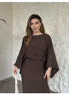 Yarasa kol maxi elbise kahve