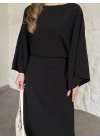 Yarasa kol maxi elbise siyah
