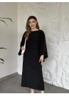 Yarasa kol maxi elbise siyah