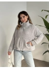 Zr fermuarlı teddy hırka gri