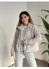Zr fermuarlı teddy hırka gri
