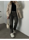 Zr marka kesik paça leopar desen pantolon