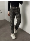 Zr marka kesik paça leopar desen pantolon