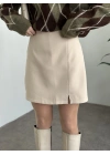 Zr yırtmaç detay şortu etek krem