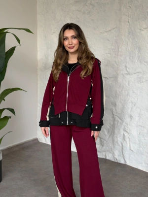 Paraşüt kumaş garnili takım bordo