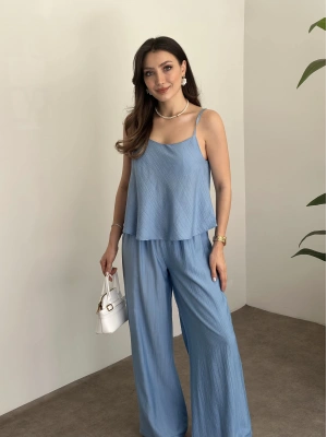 Askısı ayarlanabilir tensel kumaş takım bebek mavisi