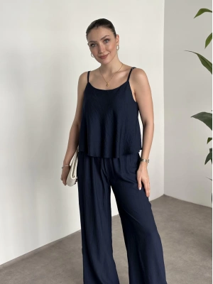 Askısı ayarlanabilir tensel kumaş takım lacivert