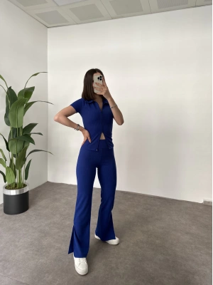 Burgu Kumaş Fermuarlı Takım Lacivert