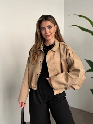 Çıt çıt bomber süet mont taş