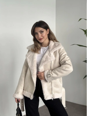 Dışı süet içi peluşlu zr model mont taş