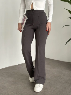 İkonik model enine boyuna full likralı düğmeli pantolon Antrasit