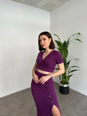 Kruvaze Crop Boy Etekli Takim Mor