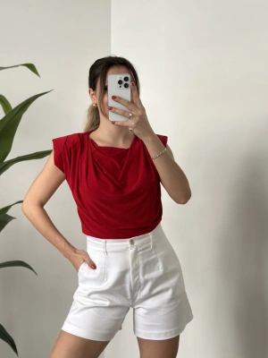 Önü Büzgülü Vatkalı Sandy Bluz bordo