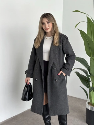 Premium kalite astarlı kaşe kaban antrasit