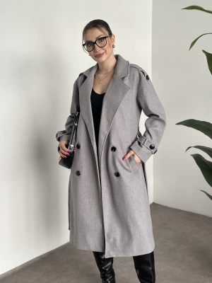 Premium kalite astarlı kaşe kaban gri