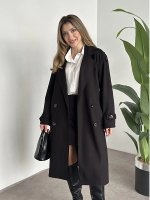 Premium kalite astarlı kaşe kaban siyah