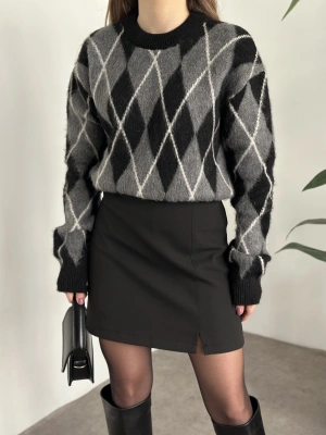 Zr yırtmaç detay şortu etek siyah