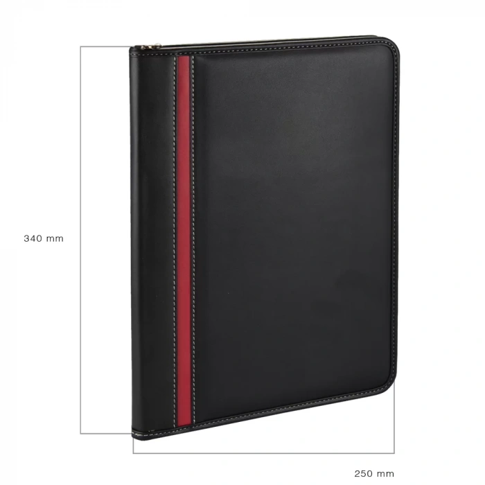 2K 9000 Siyah A4 Suni Deri Telefon Kılıflı Fermuarlı Sekreterlik