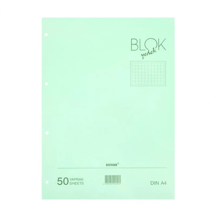 BAYINDIR KLASÖR YEDEĞİ A4 KARELİ 50 YAPRAK YEŞİL
