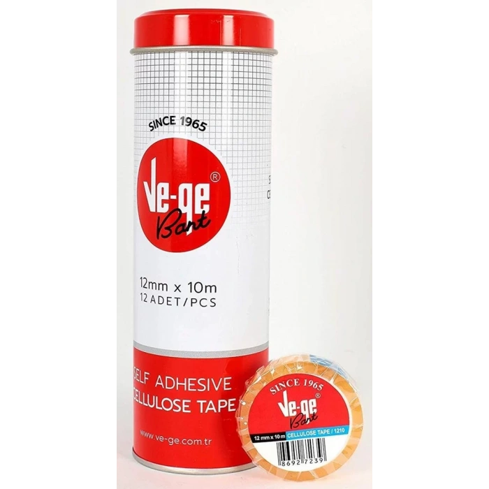 VeGe Selefon Cellulose Bant (12 1i Paket - 12 mm x 10 m)