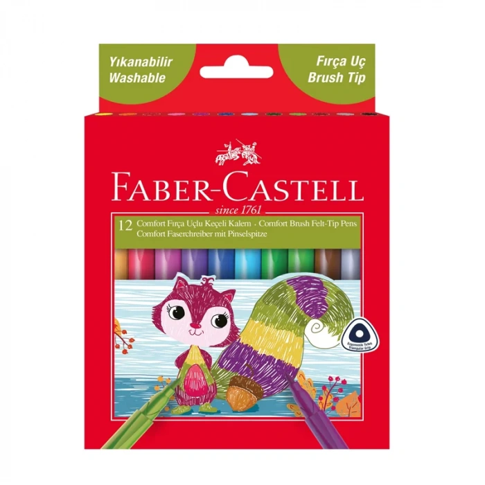 FABER-CASTELL COMFORT FIRÇA UÇLU KEÇELİ KALEM 12 RENK (155242)
