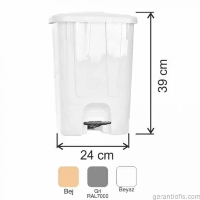 Garanti Metal 7140 Plastik İç Kovalı Köşeli Pedallı Çöp Kovası (17 Litre)