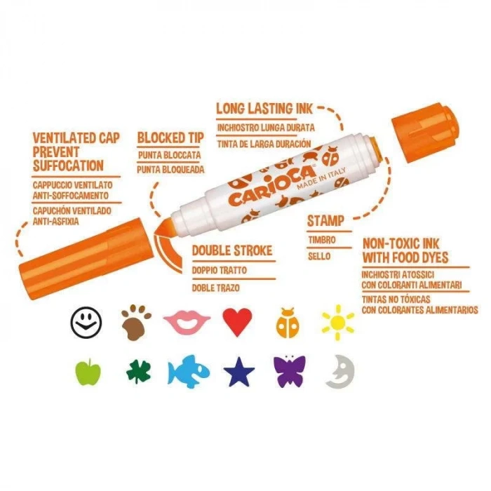 CARİOCA 42240 STAMPERELLO KEÇELİ KALEM+DAMGA 12 RENK