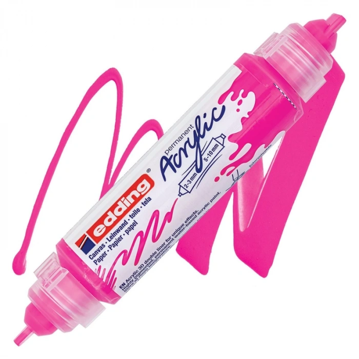 EDDİNG ED5400069 3D DOUBLE LİNER ÇİFT UÇLU AKRİLİK MARKÖR FOSFORLU PEMBE