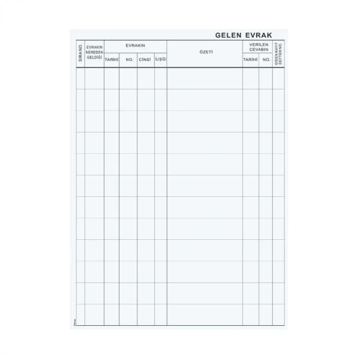 DİLMAN GELEN EVRAK DEFTERİ 36 YAPRAK