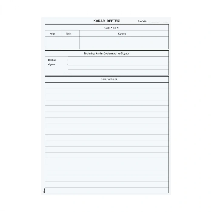 DİLMAN MÜDÜR KURULU KARAR DEFTERİ KARTON KAPAK