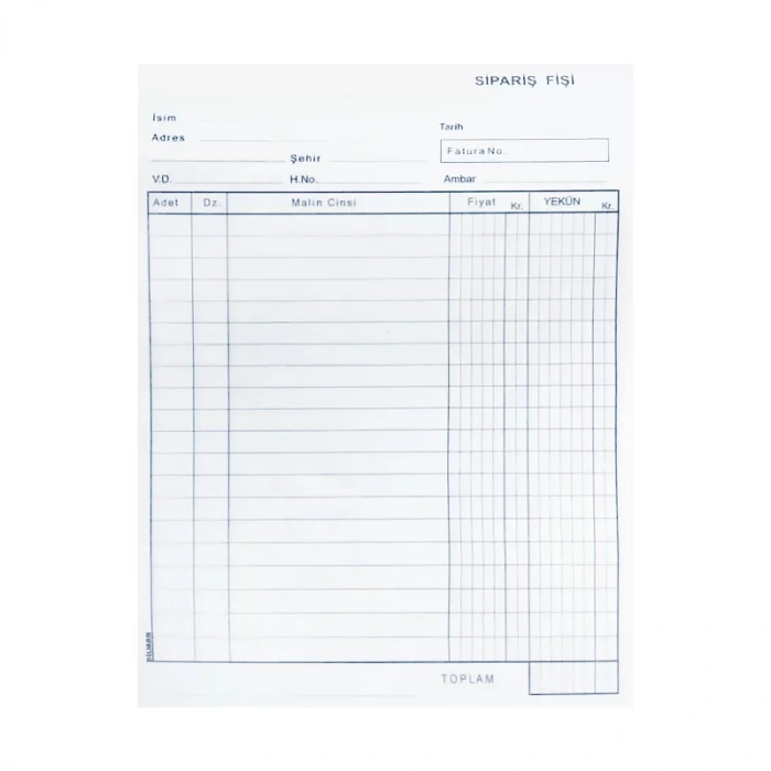 DİLMAN SİPARİŞ FİŞİ OTOKOPİLİ 2 NÜSHA 3x50