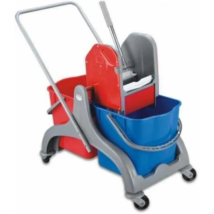 Plastik Gövdeli Çift Kovalı Temizlik Arabası