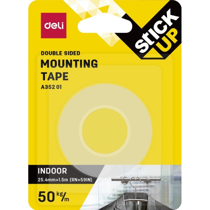 DELİ A35201 ŞEFFAF MONTAJ BANDI 25.4mmx1.5m BLİSTER