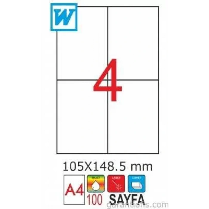 GoldMoon 2050 Laser A4 Sayfa Etiketi 105x148,5mm (100 lü Paket)