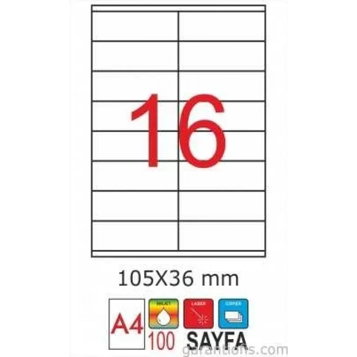 GoldMoon 2007 Laser A4 Sayfa Etiketi 105x36mm (100 lü Paket)