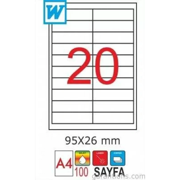 GoldMoon 2066 Laser A4 Sayfa Etiketi 95x26mm (100 lü Paket)