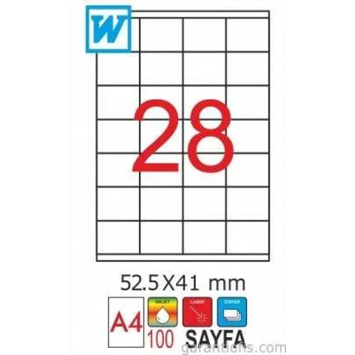 GoldMoon 2035 Laser A4 Sayfa Etiketi 52,5X41mm (100 lü Paket)