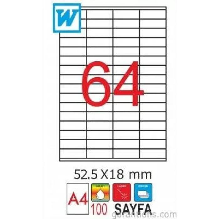 GoldMoon 2081 Laser A4 Sayfa Etiketi 52,5X18mm (100 lü Paket)