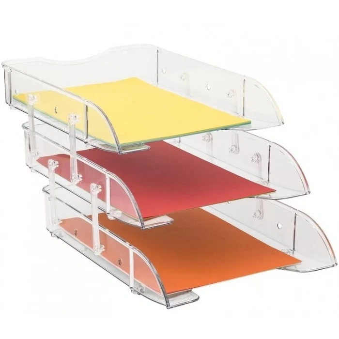 Kraf 829G Hareketli 3 lü Şeffaf Evrak Rafı