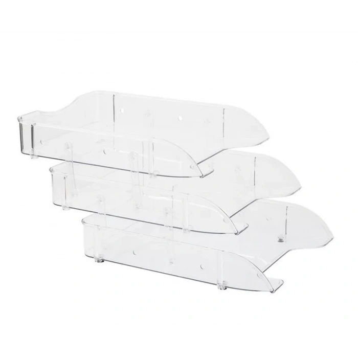 Kraf 829G Hareketli 3 lü Şeffaf Evrak Rafı