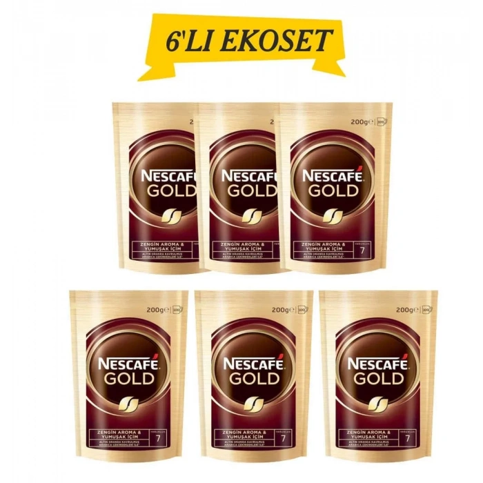 Nescafe Gold 6 Lı Avantajlı Paket (200Gr x 6)