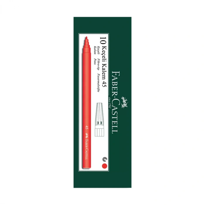 FABER-CASTELL 45 KEÇELİ KALEM KIRMIZI 10LU (155003)