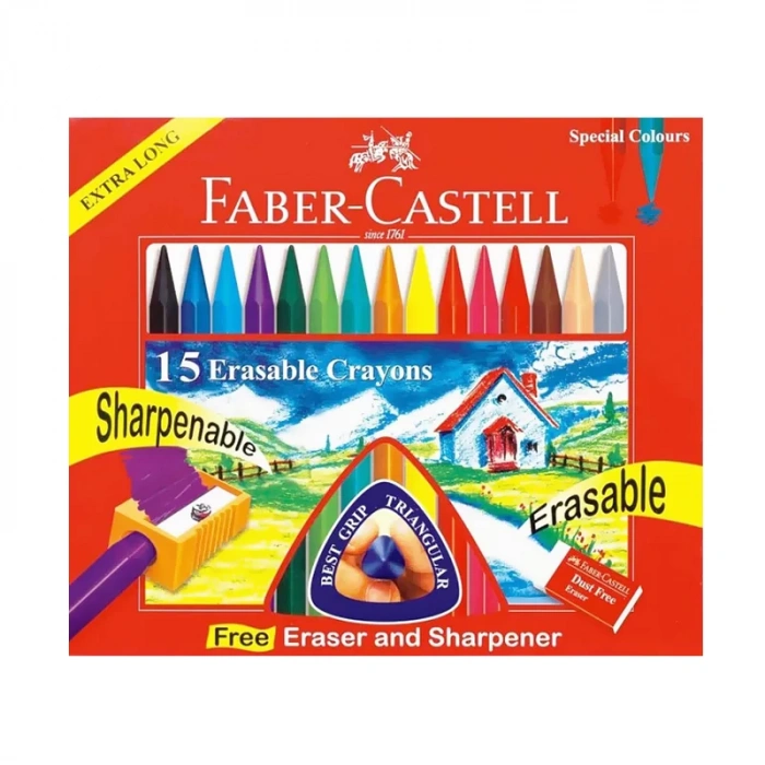 FABER-CASTELL SİLİNEBİLİR MUM BOYA 15 RENK (122715)