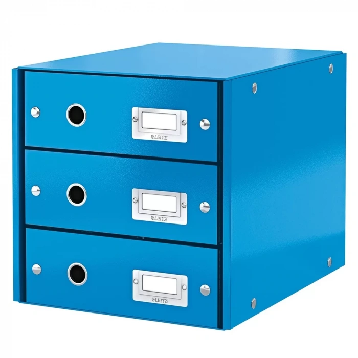 Leitz 6048 WOW Metalik Mavi Üç Çekmeceli Evrak Raf